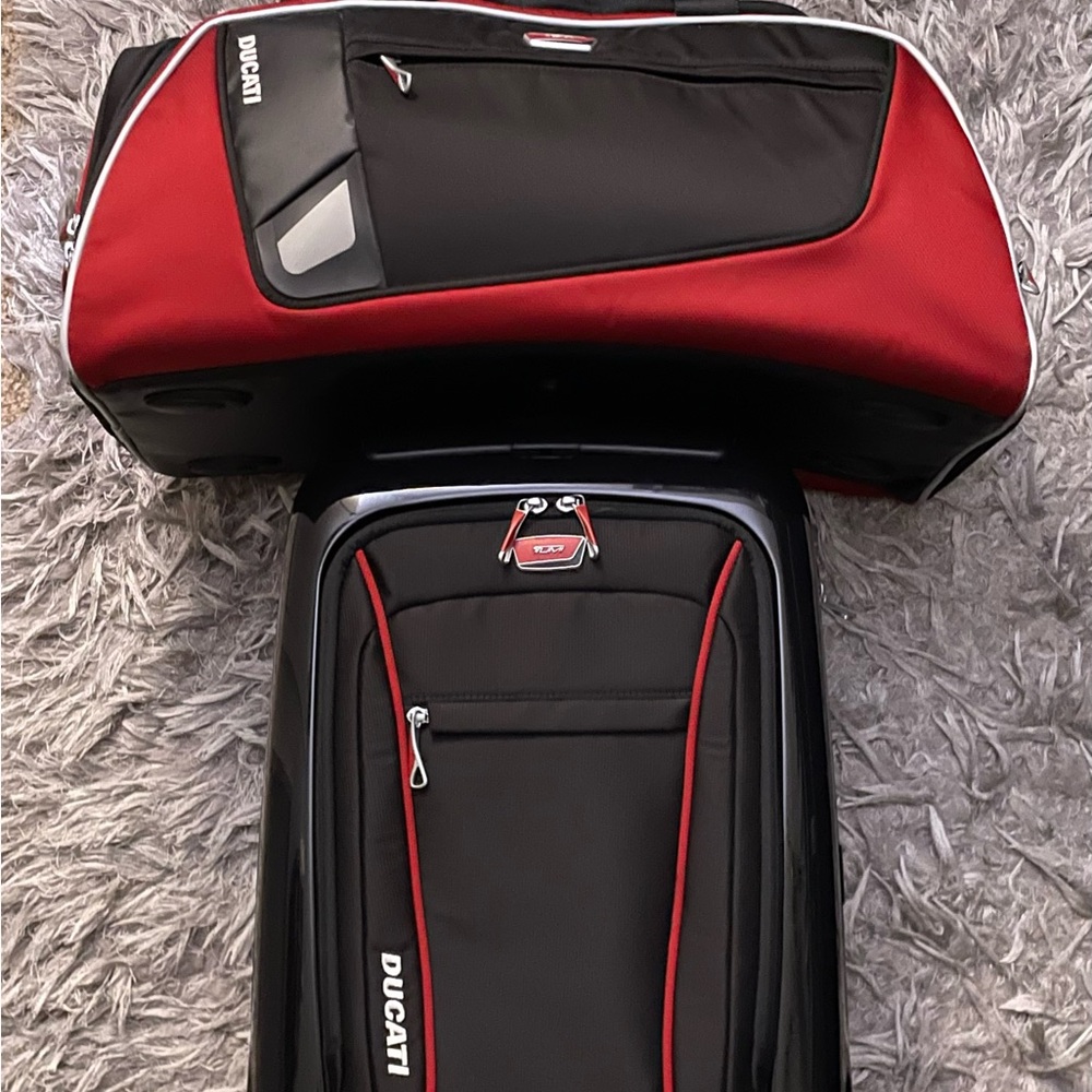 Tumi Ducati Black and Red Duffel Bag and carry on suit case.RARE HARD TO FIND - Picture 3 of 16